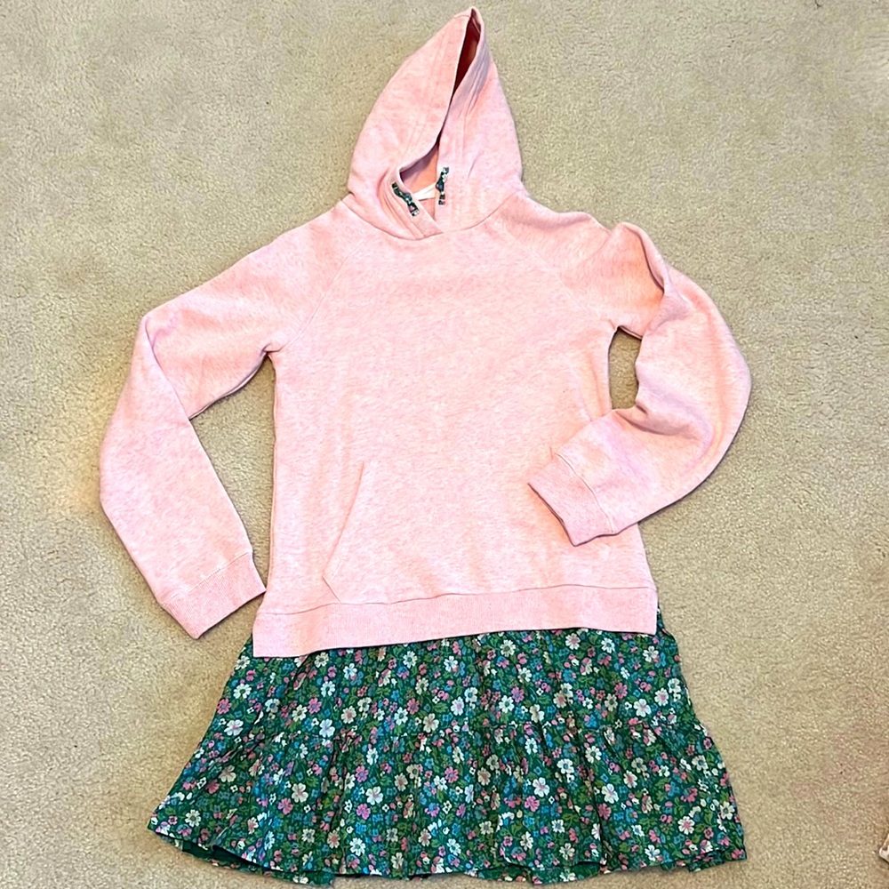 Girls Mini Boden hoodie style dress. Never worn but missing tags. Size 13-14